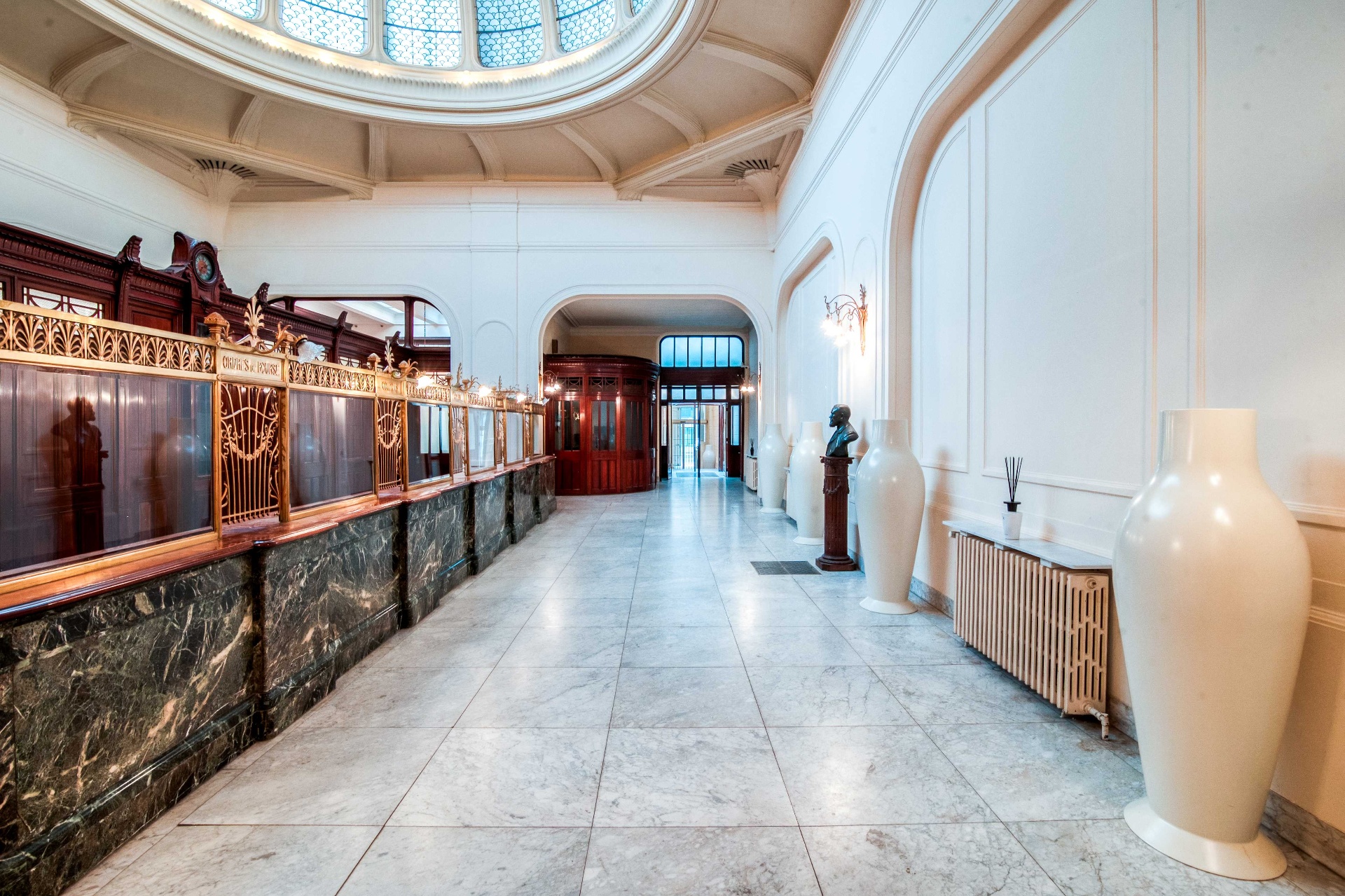 Banking hall with marble counter