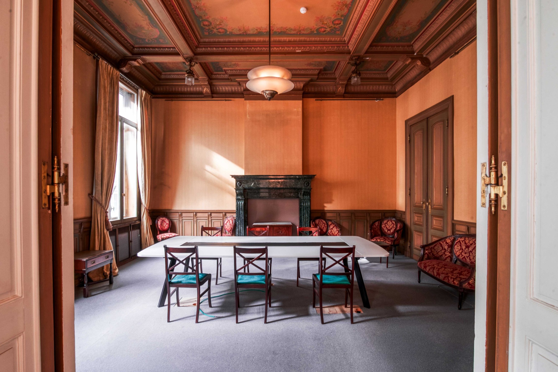 Historic room with painted ceiling